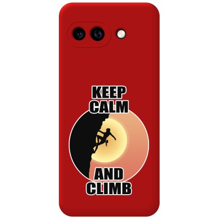 Funda Silicona Líquida Roja para Google Pixel 9a 5G diseño Mujer Escalada Dibujos