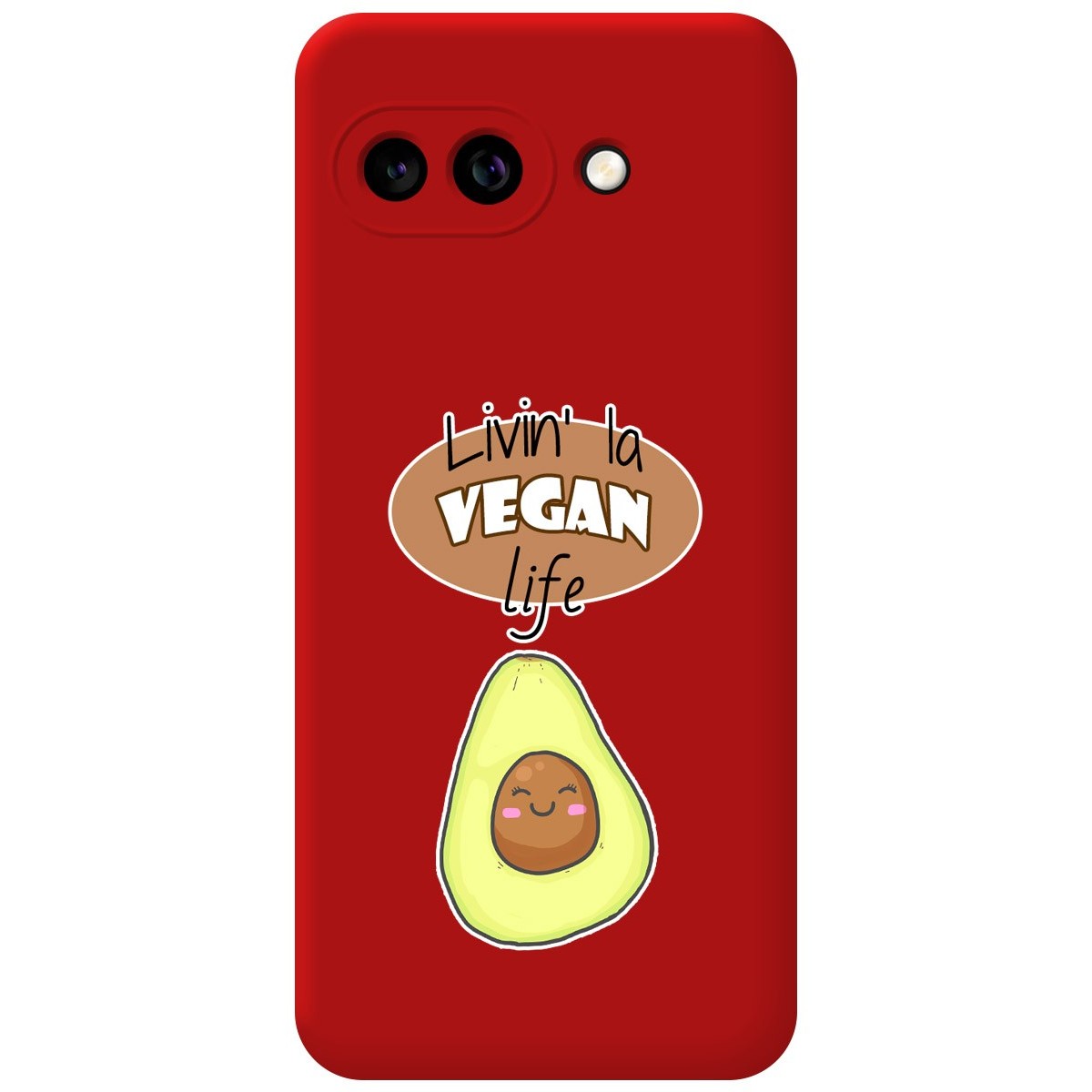 Funda Silicona Líquida Roja para Google Pixel 9a 5G diseño Vegan Life Dibujos