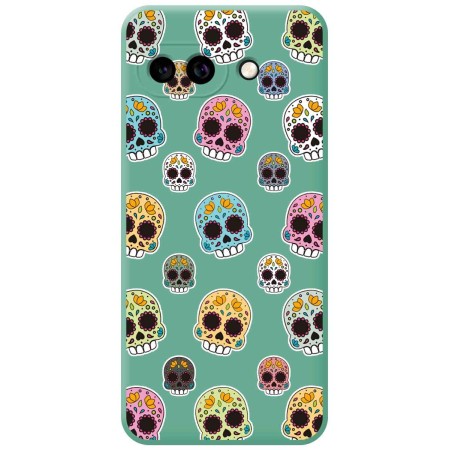 Funda Silicona Líquida Verde para Google Pixel 9a 5G diseño Catrina Dibujos