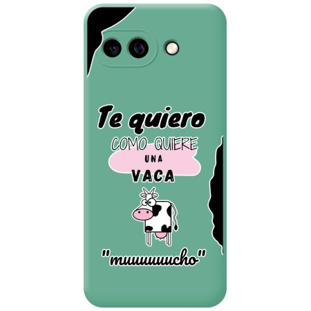 Funda Silicona Líquida Verde para Google Pixel 9a 5G diseño Vaca Dibujos