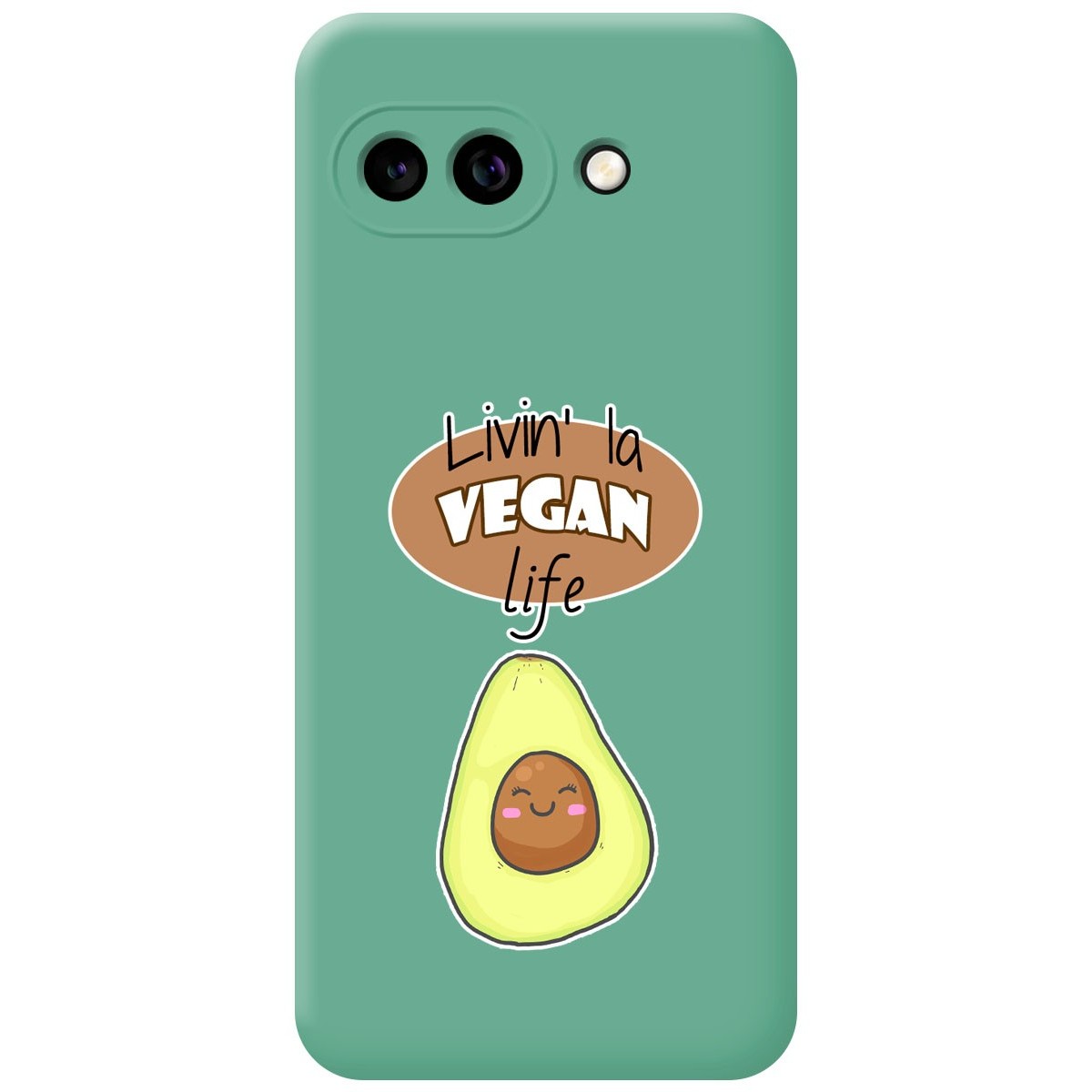 Funda Silicona Líquida Verde para Google Pixel 9a 5G diseño Vegan Life Dibujos
