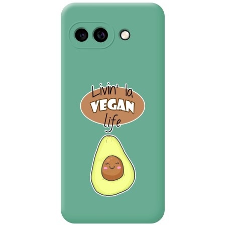 Funda Silicona Líquida Verde para Google Pixel 9a 5G diseño Vegan Life Dibujos