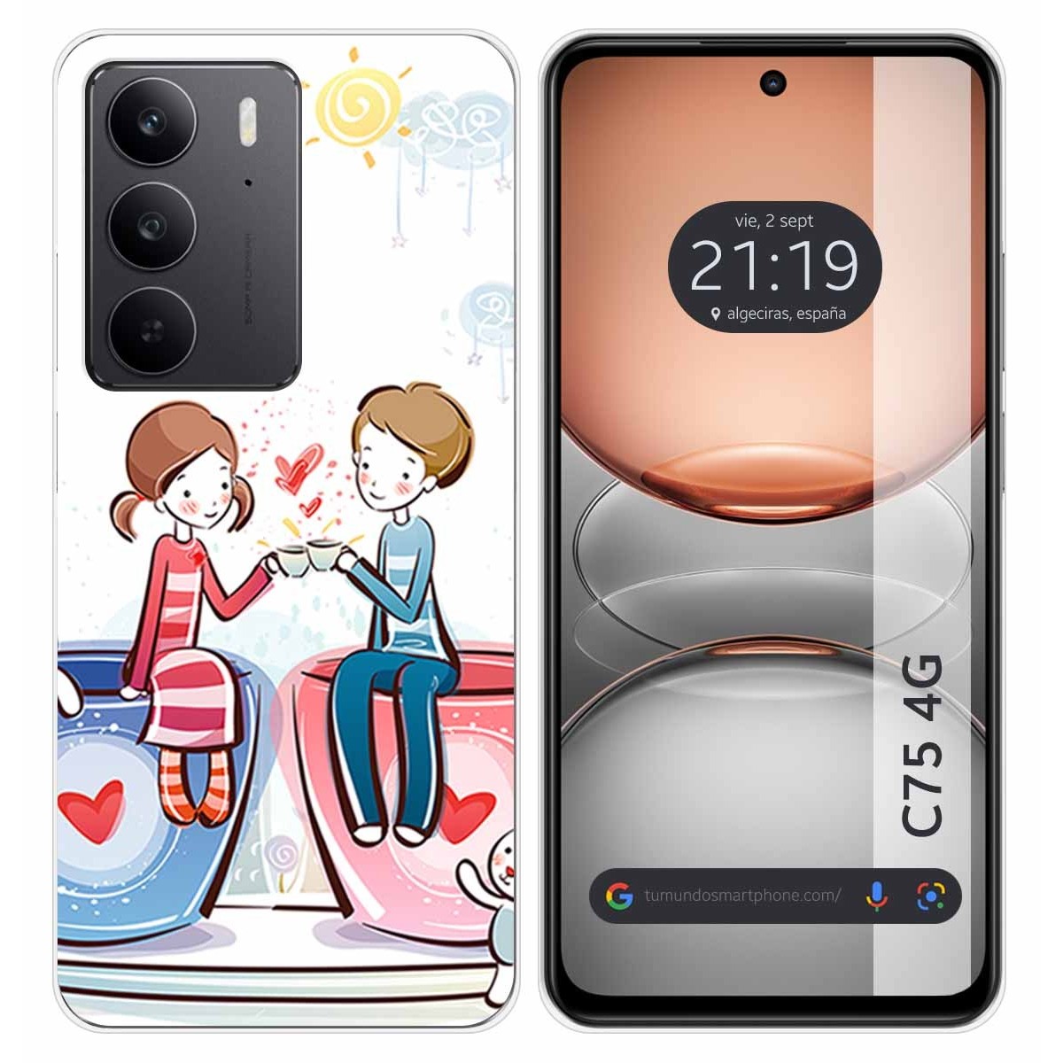 Funda Silicona para Realme C75 diseño Café Dibujos