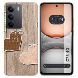 Funda Silicona para Realme C75 diseño Corazones Madera Dibujos
