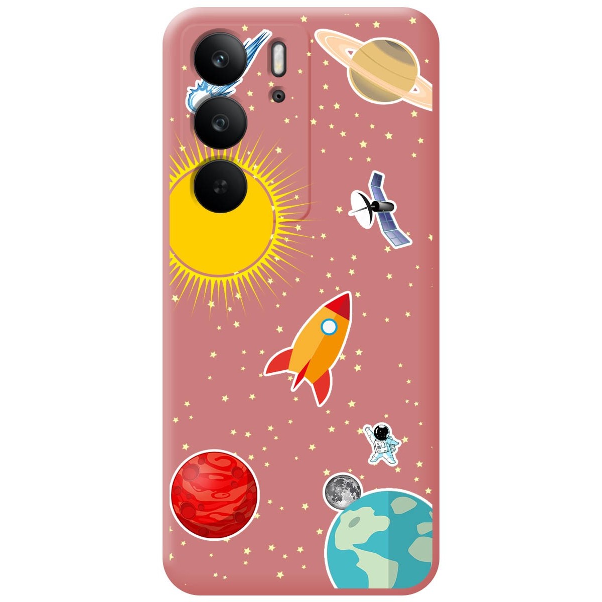 Funda Silicona Líquida Rosa para Realme C75 diseño Espacio Dibujos
