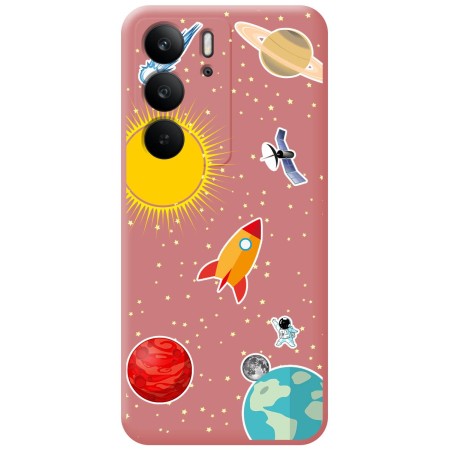 Funda Silicona Líquida Rosa para Realme C75 diseño Espacio Dibujos