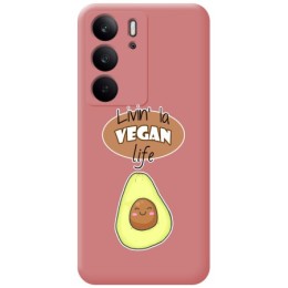 Funda Silicona Líquida Rosa para Realme C75 diseño Vegan Life Dibujos