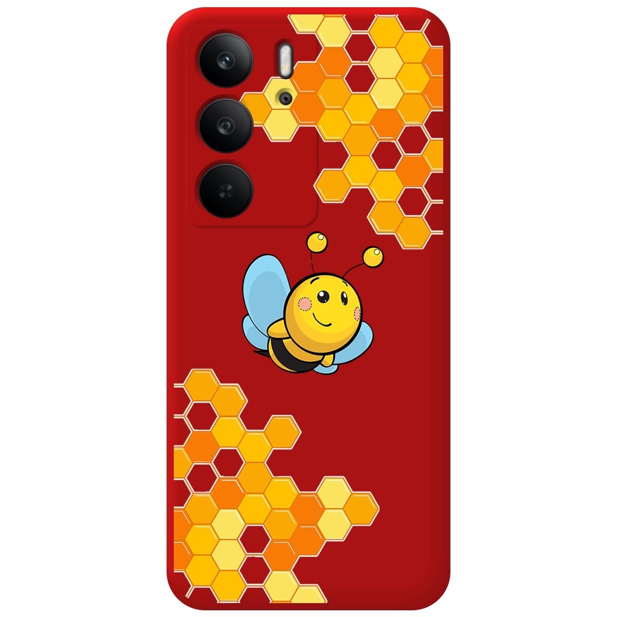 Funda Silicona Líquida Roja para Realme C75 diseño Abeja Dibujos