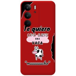 Funda Silicona Líquida Roja para Realme C75 diseño Vaca Dibujos