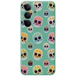 Funda Silicona Líquida Verde para Realme C75 diseño Catrina Dibujos