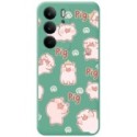 Funda Silicona Líquida Verde para Realme C75 diseño Cerdos Dibujos