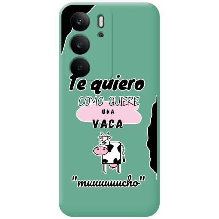 Funda Silicona Líquida Verde para Realme C75 diseño Vaca Dibujos