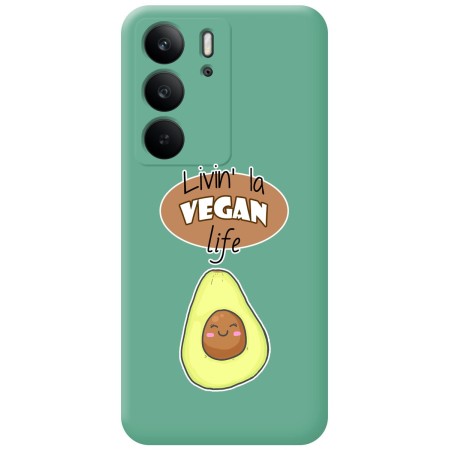 Funda Silicona Líquida Verde para Realme C75 diseño Vegan Life Dibujos