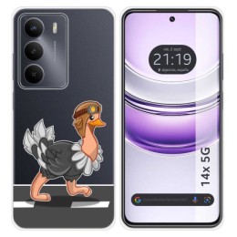 Funda Silicona Transparente para Realme 14x 5G diseño Avestruz Dibujos