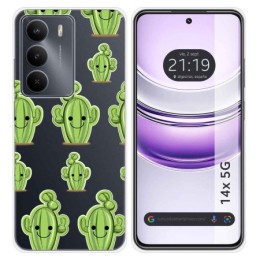 Funda Silicona Transparente para Realme 14x 5G diseño Cactus Dibujos