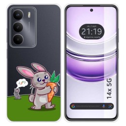 Funda Silicona Transparente para Realme 14x 5G diseño Conejo Dibujos