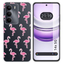 Funda Silicona Transparente para Realme 14x 5G diseño Flamenco Dibujos