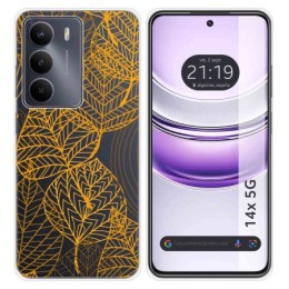 Funda Silicona Transparente para Realme 14x 5G diseño Hojas Dibujos