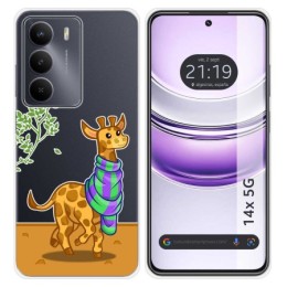 Funda Silicona Transparente para Realme 14x 5G diseño Jirafa Dibujos