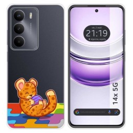 Funda Silicona Transparente para Realme 14x 5G diseño Leopardo Dibujos