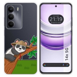 Funda Silicona Transparente para Realme 14x 5G diseño Panda Dibujos
