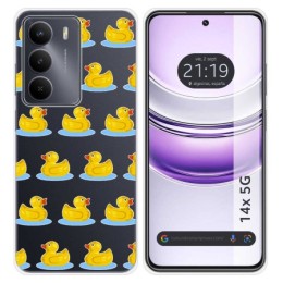 Funda Silicona Transparente para Realme 14x 5G diseño Pato Dibujos