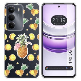 Funda Silicona Transparente para Realme 14x 5G diseño Piña Dibujos