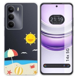 Funda Silicona Transparente para Realme 14x 5G diseño Playa Dibujos
