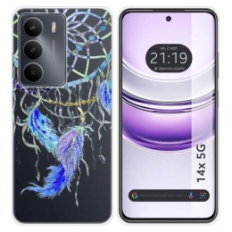 Funda Silicona Transparente para Realme 14x 5G diseño Plumas Dibujos