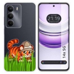 Funda Silicona Transparente para Realme 14x 5G diseño Tigre Dibujos