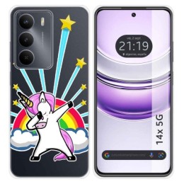 Funda Silicona Transparente para Realme 14x 5G diseño Unicornio Dibujos