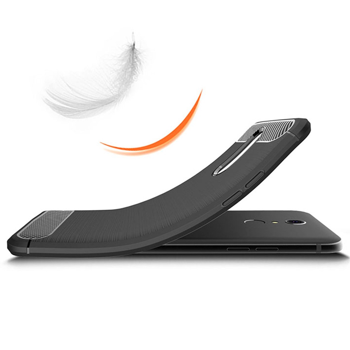 Funda Gel Tpu Tipo Carbon Negra para Lg Q7