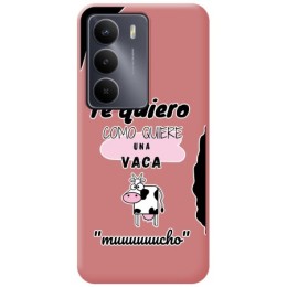 Funda Silicona Líquida Rosa para Realme 14x 5G diseño Vaca Dibujos