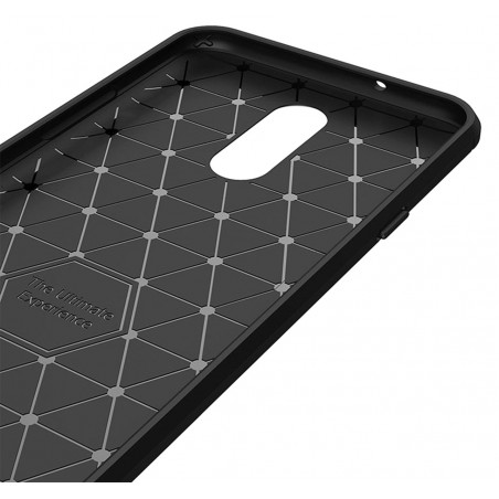 Funda Gel Tpu Tipo Carbon Negra para Lg Q7