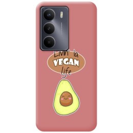 Funda Silicona Líquida Rosa para Realme 14x 5G diseño Vegan Life Dibujos