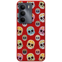 Funda Silicona Líquida Roja para Realme 14x 5G diseño Catrina Dibujos