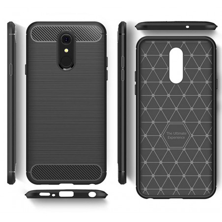 Funda Gel Tpu Tipo Carbon Negra para Lg Q7