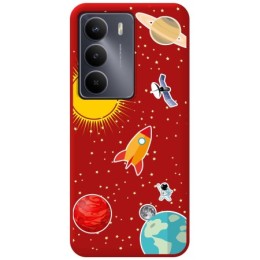 Funda Silicona Líquida Roja para Realme 14x 5G diseño Espacio Dibujos