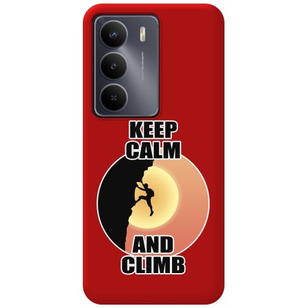 Funda Silicona Líquida Roja para Realme 14x 5G diseño Hombre Escalada Dibujos