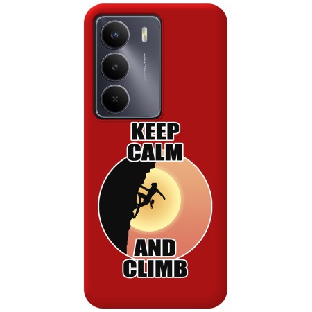 Funda Silicona Líquida Roja para Realme 14x 5G diseño Mujer Escalada Dibujos