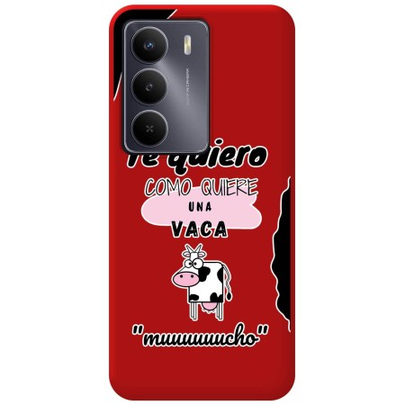 Funda Silicona Líquida Roja para Realme 14x 5G diseño Vaca Dibujos