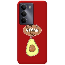 Funda Silicona Líquida Roja para Realme 14x 5G diseño Vegan Life Dibujos