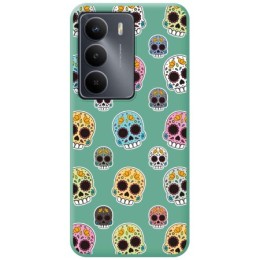 Funda Silicona Líquida Verde para Realme 14x 5G diseño Catrina Dibujos