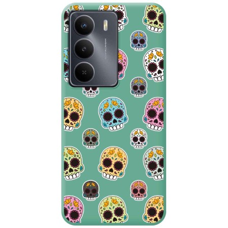 Funda Silicona Líquida Verde para Realme 14x 5G diseño Catrina Dibujos