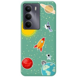 Funda Silicona Líquida Verde para Realme 14x 5G diseño Espacio Dibujos