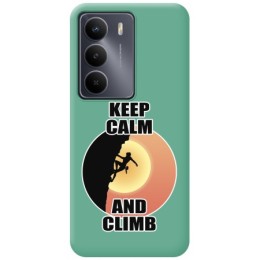 Funda Silicona Líquida Verde para Realme 14x 5G diseño Mujer Escalada Dibujos