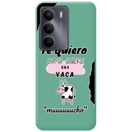 Funda Silicona Líquida Verde para Realme 14x 5G diseño Vaca Dibujos