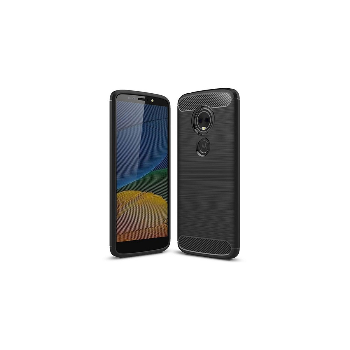 Funda Gel Tpu Tipo Carbon Negra para Motorola Moto E5 / G6 Play