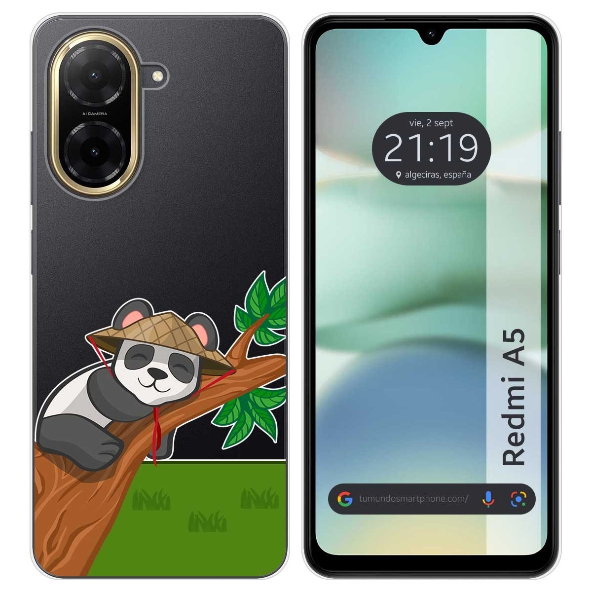 Funda Silicona Transparente para Xiaomi Redmi A5 diseño Panda Dibujos