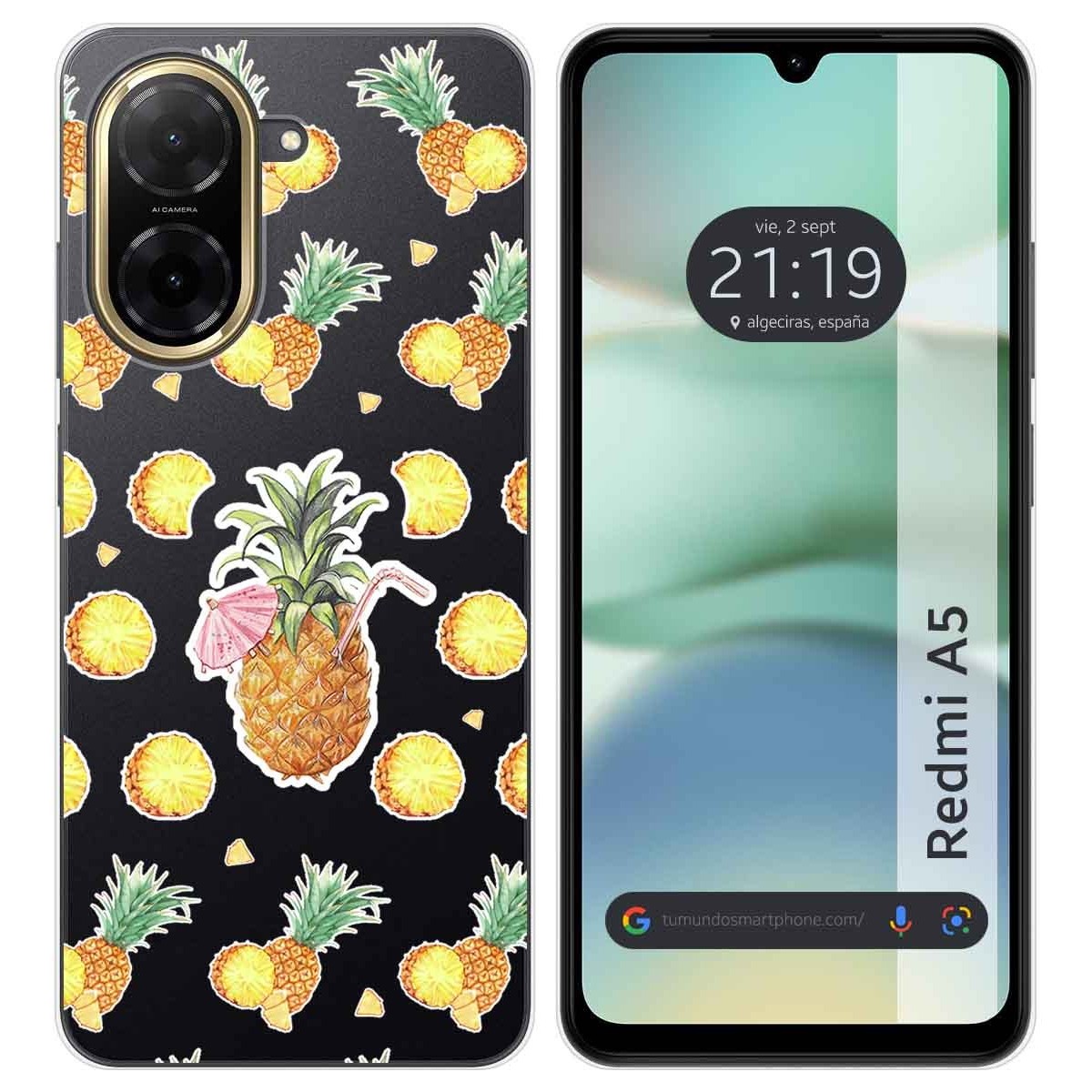 Funda Silicona Transparente para Xiaomi Redmi A5 diseño Piña Dibujos